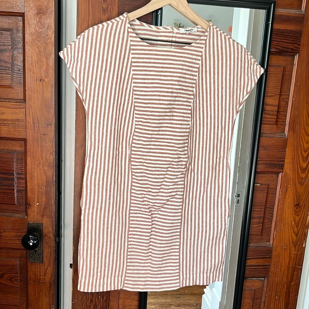 Madewell striped button back dress size xs